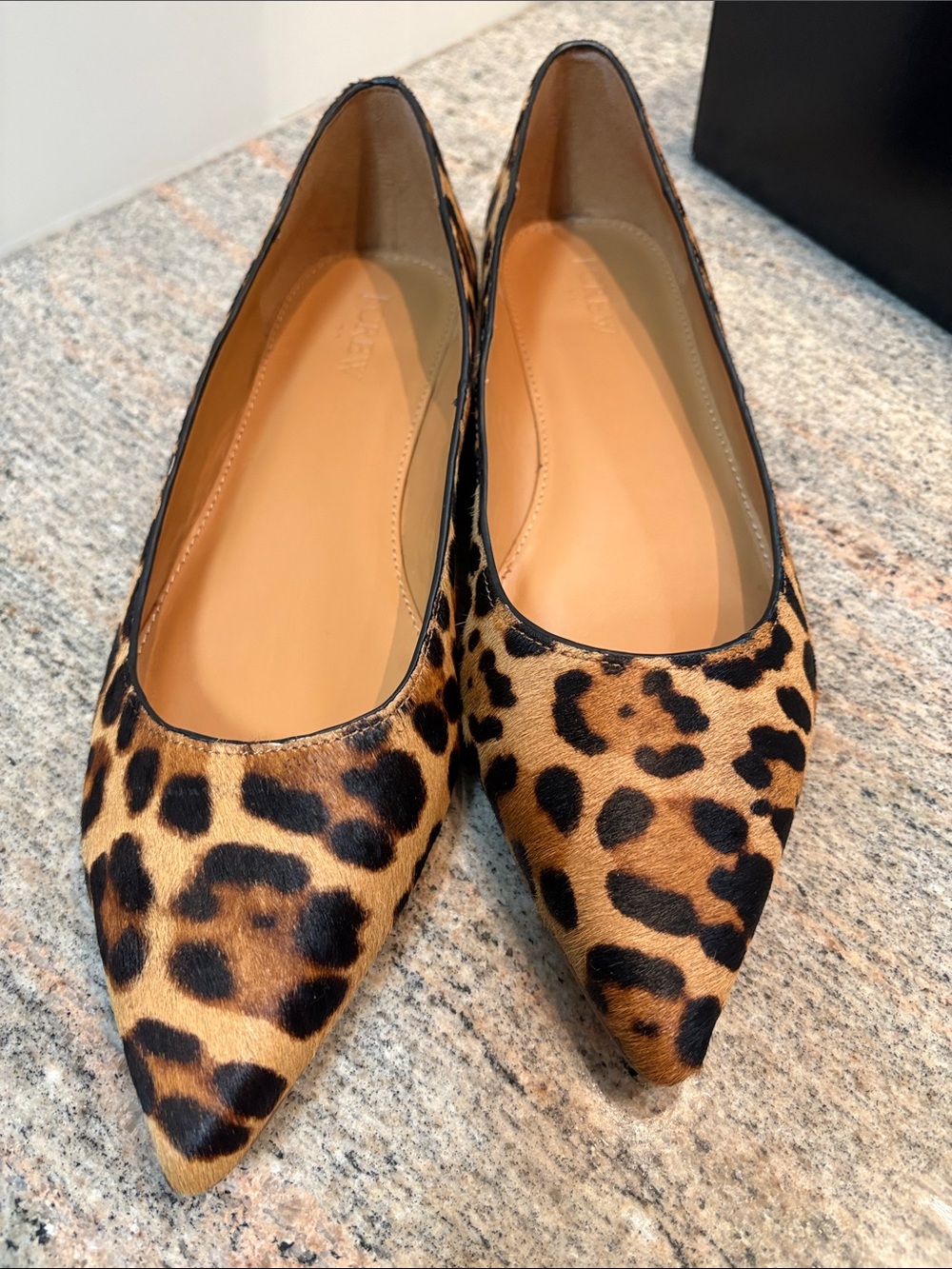 J. Crew Leopard Print Pointed Toe Flats - Tan & Black